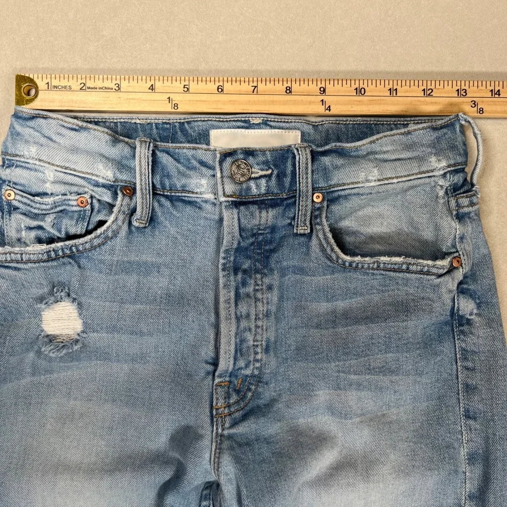 Mother The Tomcat Jeans Women 26 Light Blue Distressed Straight Leg Confession‎